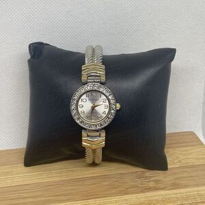 Bay Studio Wrist Watch Silver & Gold Tone Cuff Band Quartz Works Japan Movement